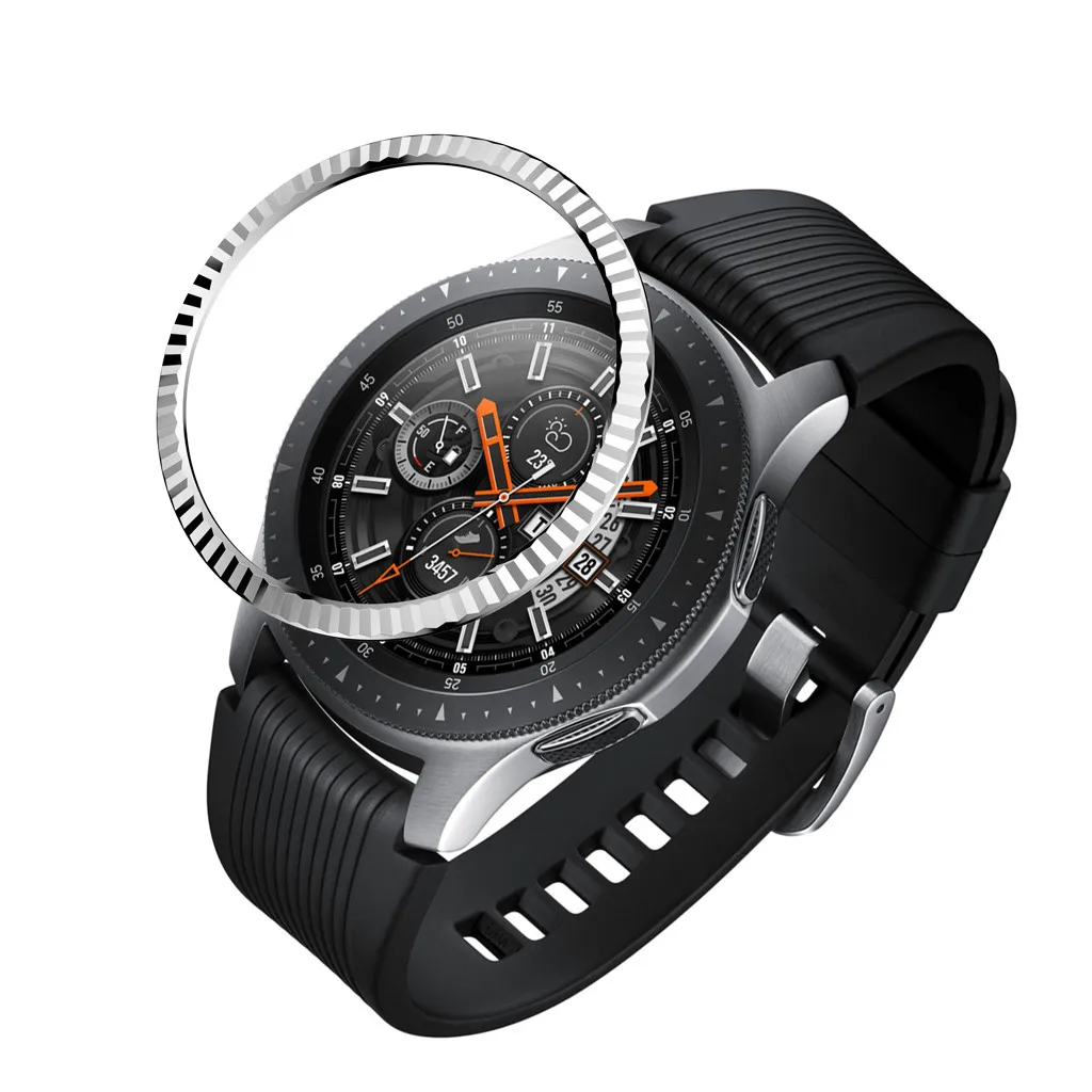 Замена Смарт часы аксессуары для samsung Galaxy Watch 42 мм/46 мм ободок кольцо клейкая крышка против царапин металл