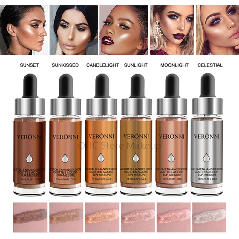 

Liquid Highlighter Makeup Contouring Face Brighten Base Primer Bronzer Shimmer Contour Cream Concealer Highlighters 6 Colour