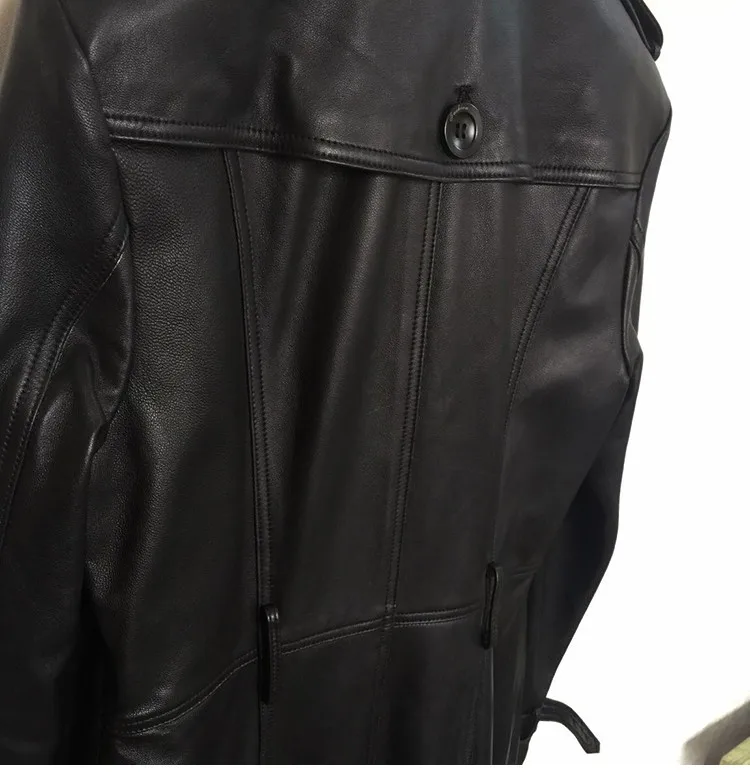 Весенне-осенняя Женская куртка из натуральной кожи, черная, длинная, из овчины, мотоциклетная кожаная одежда, женская, Корейская, сексуальная, тонкая, Дизайнерская куртка