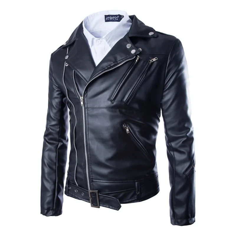 

Men's PU Leather Jacket Men's Fitness Fashion Faux Leather Suede Jacket Casual coat Multi Zipper Lapel Slim Leather Jacket