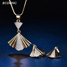 BUDONG Infinity Unique Dress Shape Gold Color Bridal Jewelry Sets for Women Wedding with High Quality AAA Zircon XUT047A