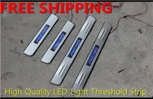 High quality LED Light Stainless Steel pedal Door sill scuff plate External Cover threshold 4pcs for T0y0ta Premio