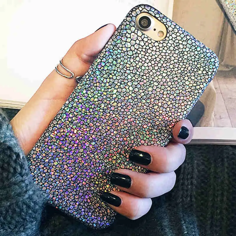 

Luxury Sparkle Glitter Phone Case for iphone XS X 8 7 6 6s Plus Ultra Thin Soft PU Leather Colorful Back Cover for iPhone6 7Plus