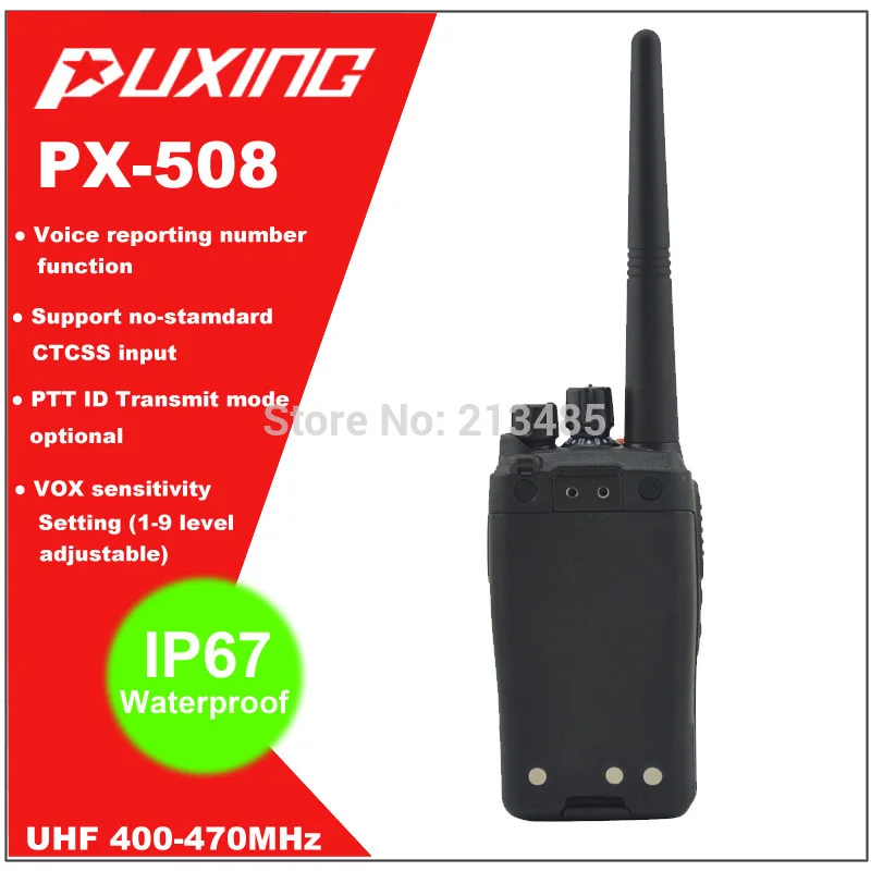 IP67 Водонепроницаемый Двухканальные рации пыли Радио Puxing px-508 UHF 400-470 мГц Портативный двусторонней Радио FM трансивер