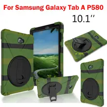 Una ficha de p580 p585 flip heavy duty case para samsung galaxy tab un 10.1 ”P580 P585 SM-P580 Tablet Casos Contraportada Funda Soporte Shell