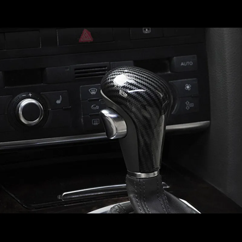 Carbon Fiber Car Gear Shift Knob Head Cover Trim Sticker for AUDI A4 B8 A5 A6 A7