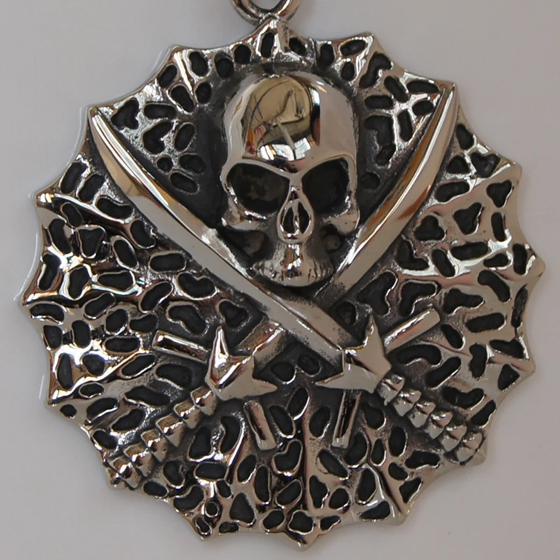 

cool cross sword skull 316L stainless steel basket chain pendant necklace