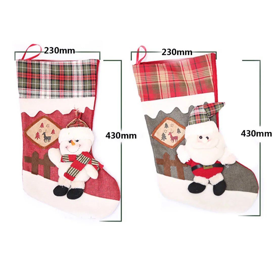 2019 Newest 3D Personalised Embroidered Christmas Santa Snowman Candy Stocking Gift Bag