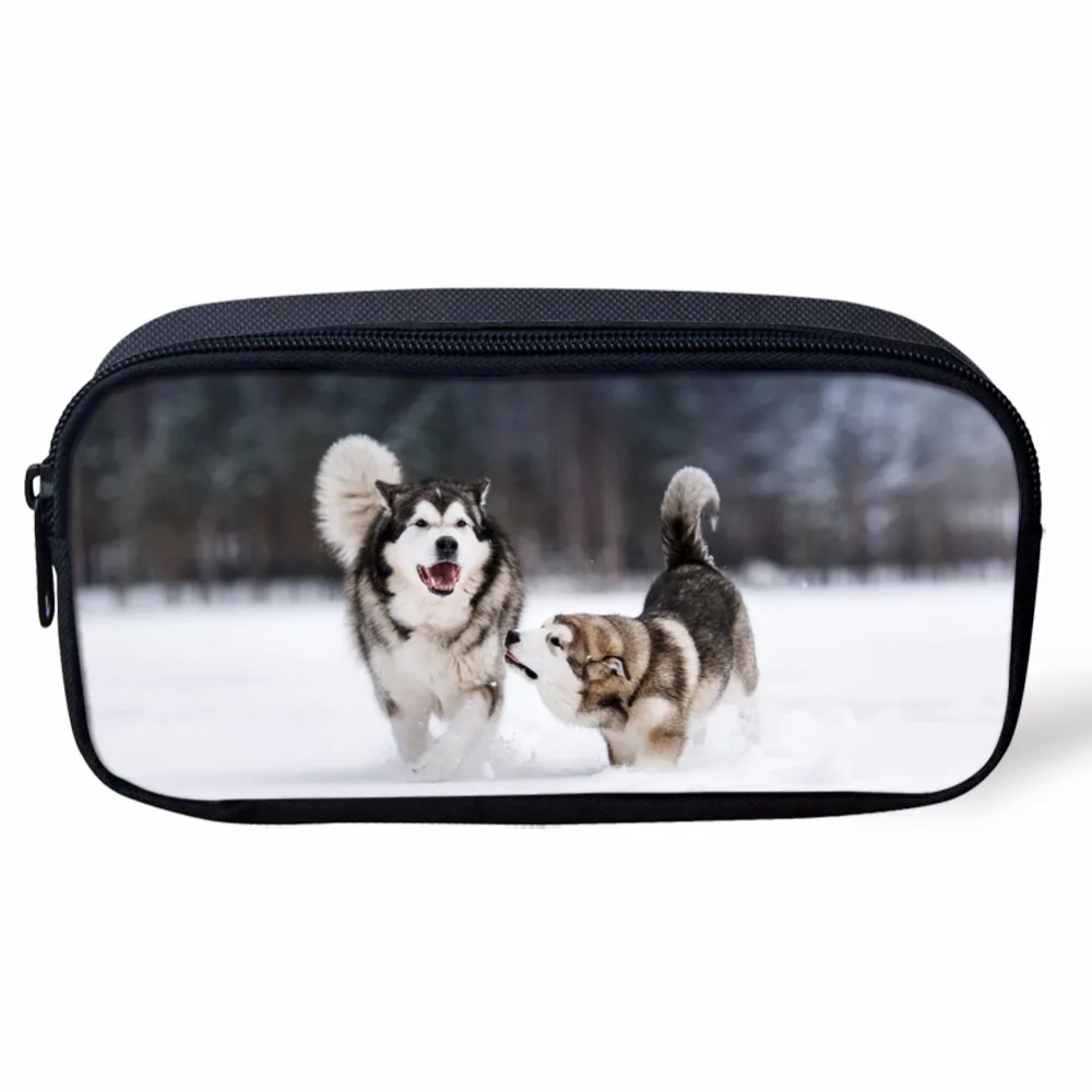

INSTANTARTS Kawaii 3D Puppy/Dog Alaskan Malamute Printed Children Pencil Bags Casual School Students Storage Bags Cosmetic Cases