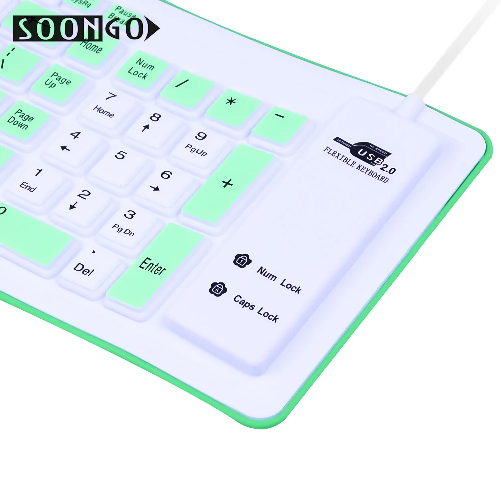 Folding Silicone Soft Keyboard Flexible Wired Slim Gamer Universal Teclado Portable Mini Roll-up Multicolor PC Desktop Laptop (4)