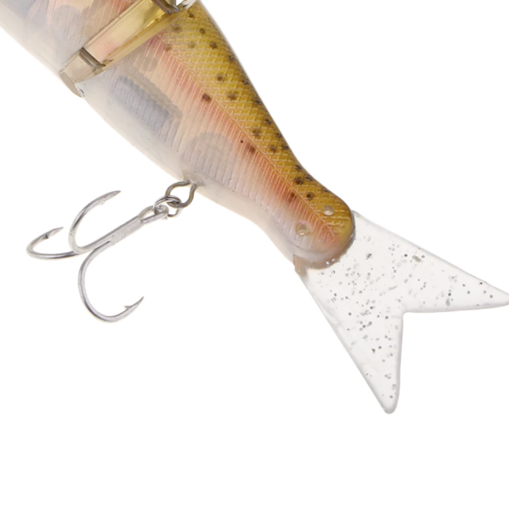 Artificial Bait Fishing 2-Section Multi Jointed Fishing Lures Swimbait with 2 Treble Hooks Minnow Crankbait Artficial Soft Bait