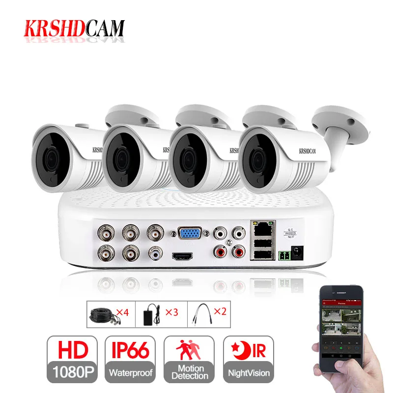 KRSHDCAM 4CH CCTV Системы 1080 P AHD 1080N DVR 4 шт. SONY 3000TVL Водонепроницаемый Открытый