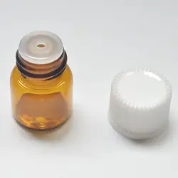 Горячая 10 шт. 1 небольшой пульверизатор янтарного цвета стеклянная бутылка с уменьшенным горлышком и крышкой мини 1/4 Dram мини флаконы для