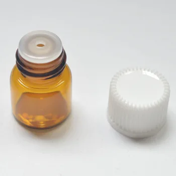 

Hot 10pcs 1ml Small Amber Glass Bottle with Orifice Reducer and Cap Mini 1/4 Dram Mini Essential Oil Vials