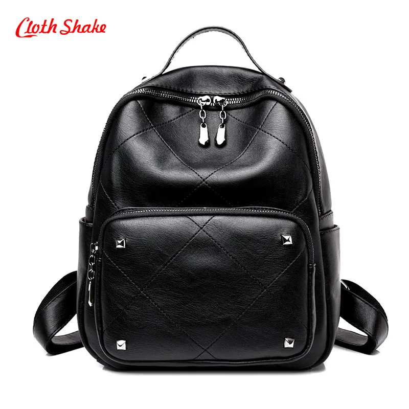 Cloth Shake New Arrival Summer Fashion Women Backpack Simple Casual School Bag Medium Size PU Leather