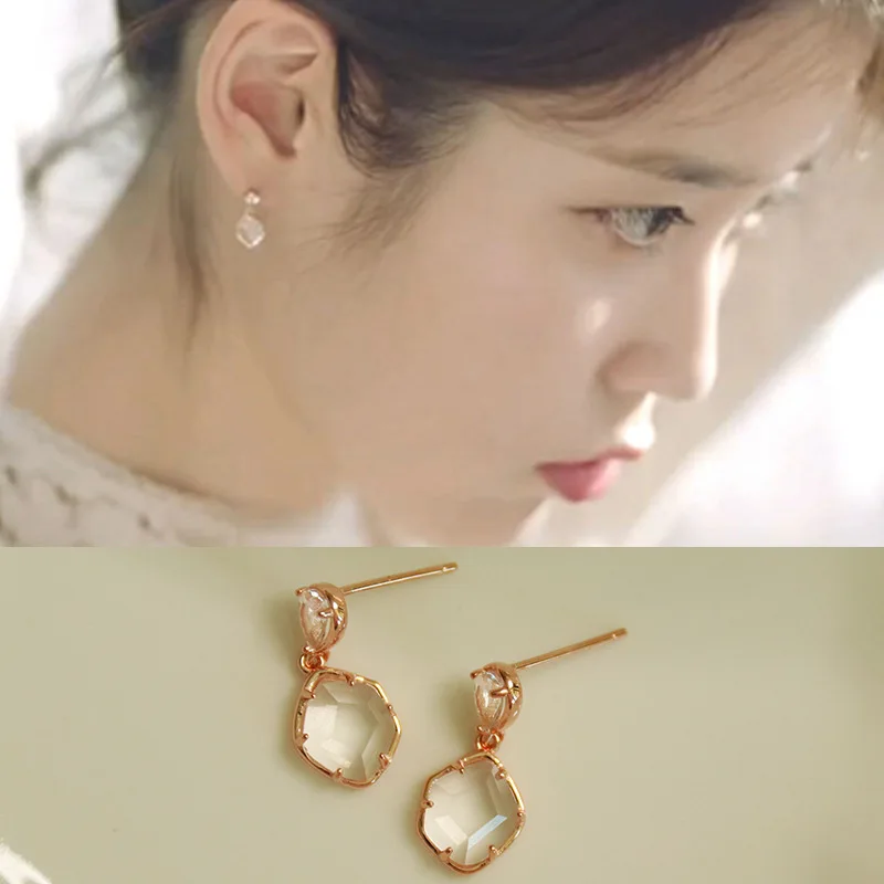 transparent pendant waterdrop crystal earring 100% 925 Sterling silver Jewelry fashion Hypoallergenic Stud earrings woman gift