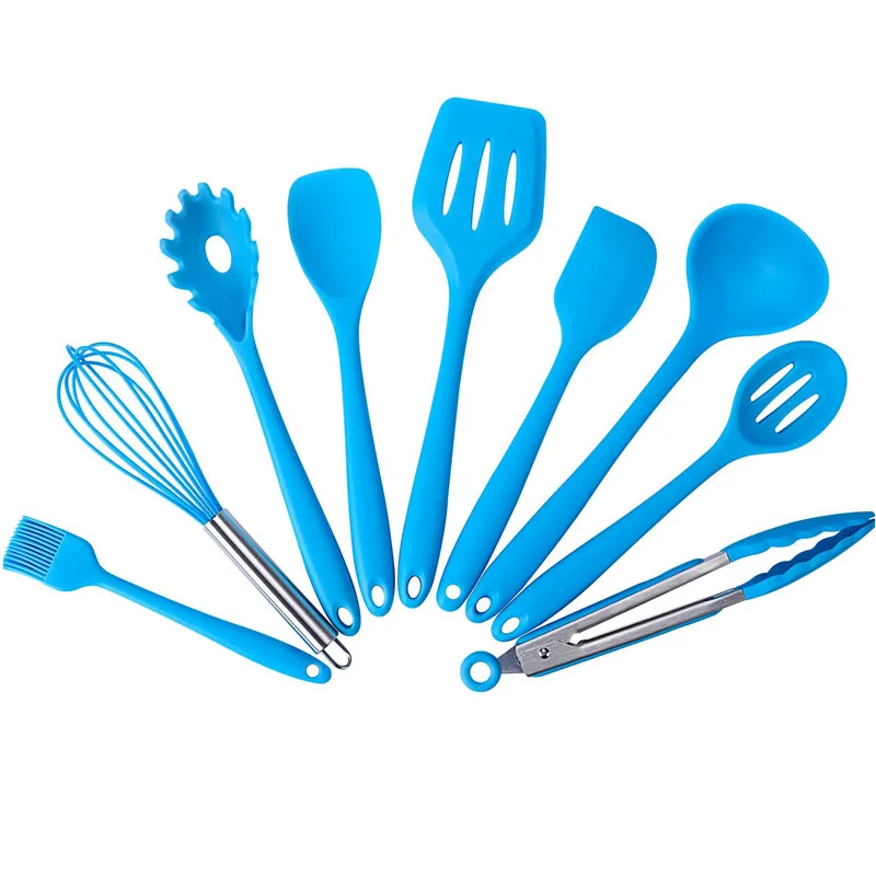 Кухонная силиконовая посуда с антипригарным покрытием, ложка, лопатка, половник, венчики для яиц, столовая посуда, набор кухонных принадлежностей