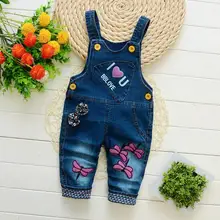 Новая детская одежда на весну и осень, детские ковбойские комбинезоны на лямках штаны с рисунками для мальчиков и девочек штаны для малышей возрастом от 1 года до 4 лет