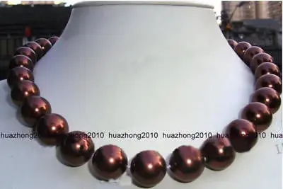

Huge 12mm Chocolate South Shell Sea Pearl Necklace 18'' AAA style Fine Noble real Natural free shipping