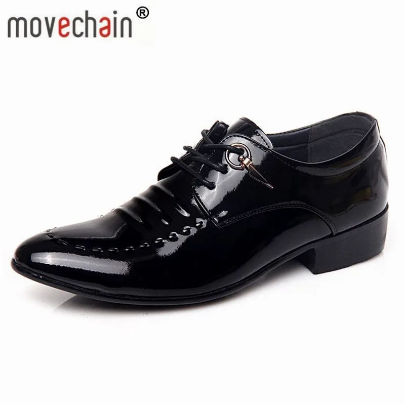 Movechain Мода человек на шнуровке кожа деловая модельная одежда Свадебная обувь в стиле Дерби Роскошные Для Мужчин's Бизнес оксфорды Для