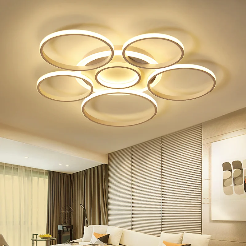 

Round white ceiling lamp for living room bedroom AC85-265V modern dimming restaurant ceiling lamp LED light with remote control