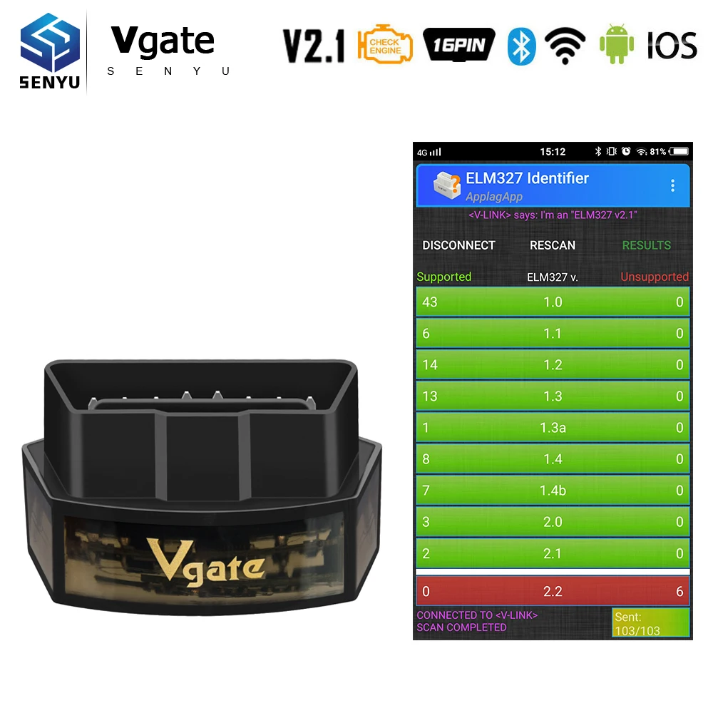 Vgate iCar Pro ELM327 V2.1 OBD2 Bluetooth wifi сканер для IOS/Android OBD 2 OBD2 автомобильный диагностический инструмент PK Easydiag ELM 327