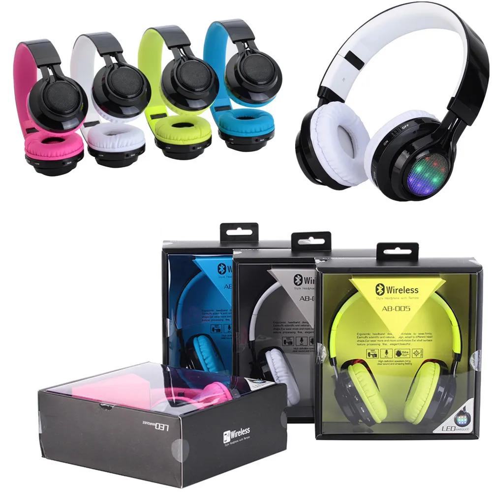 LED Colorful Pulse Light Wireless Bluetooth Headphones With Microphone