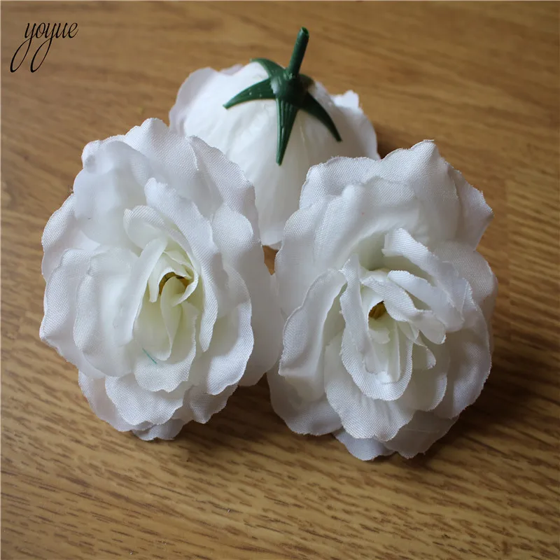

YOYUE 100 Pcs 6cm Width White Silk Rose Artificial Flower Wedding Leaves Decoration Items Wreath Diy Handicraft Flowers Fake