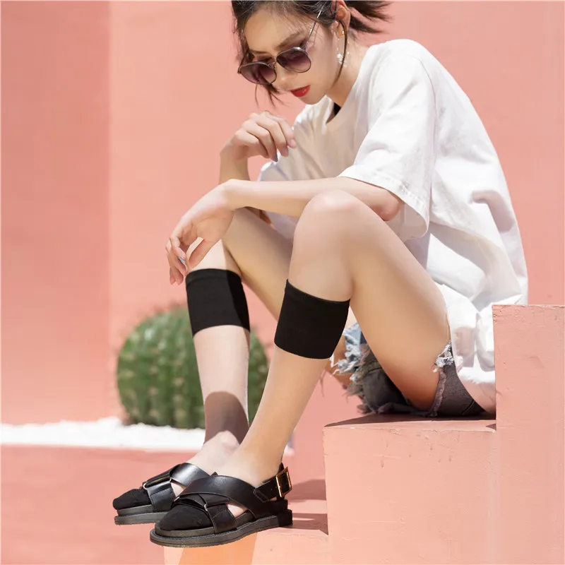 

SP&CITY Ins Style Summer Women Transparent Online Star Long Leg Socks Shiny Sexy Hipster Fashion Skateboard Solid Female Sox
