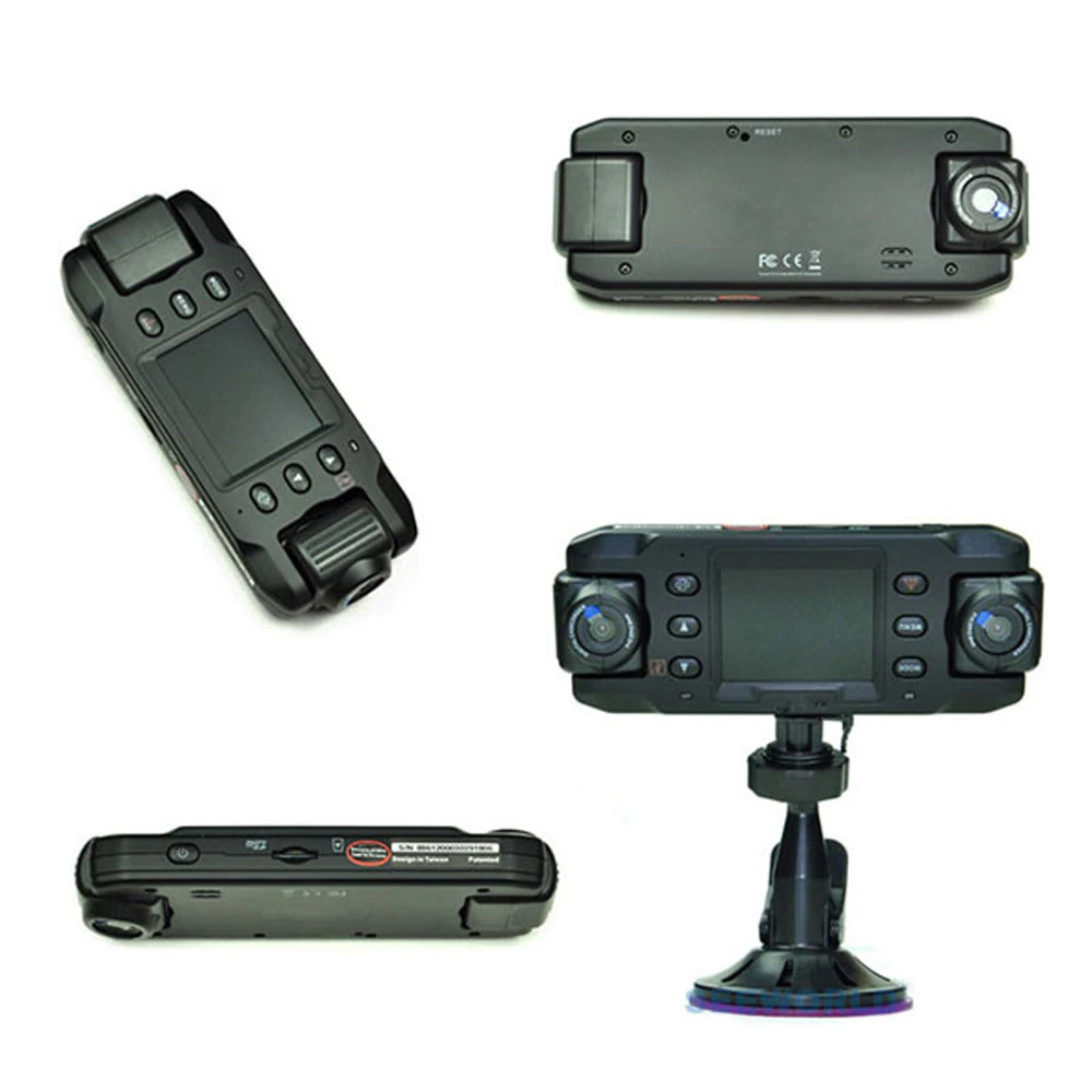 Podofo Dual Lens Car Camera Two Lens Vehicle DVR Dash Cam Loop Recorder GPS Tracker Tracking G-sensor CA365 X8000 Twins Cam DVRs
