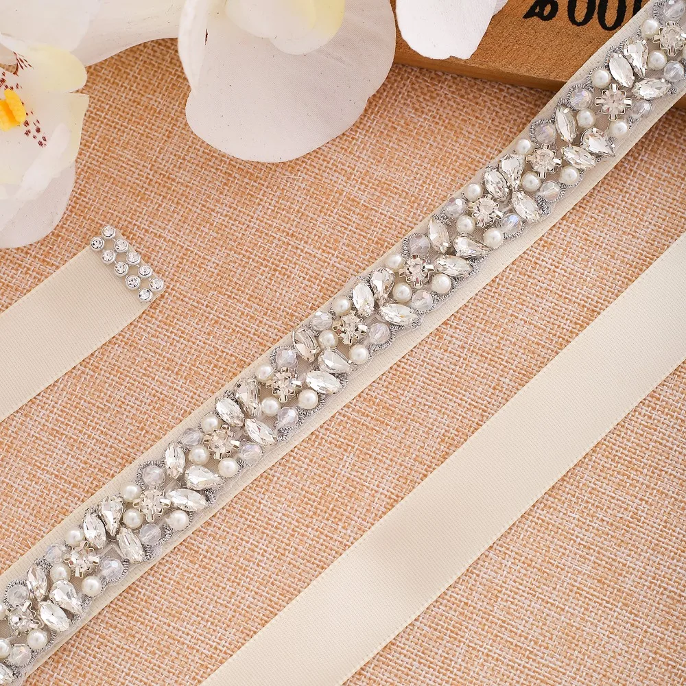 SESTHFAR  Rhinestones Bridal Belt Rose Gold Crystal Belt Handmade Diamond Bridesmaid Dress Belt For Wedding Accessories