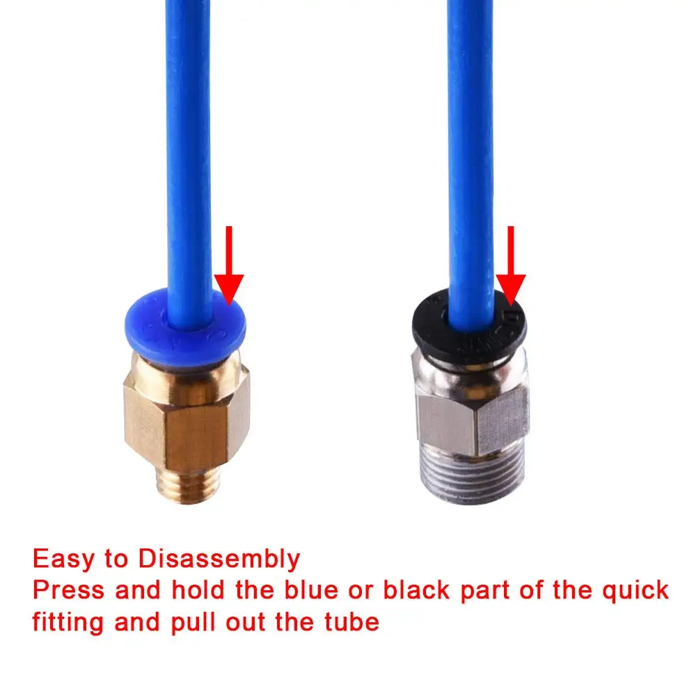 3 шт. тефлоновая трубка PTFE синяя трубка(1,5 м) с 3 шт. PC4-M6 фитингами и 3 шт. PC4-M10 Мужской прямой пневматический PEF