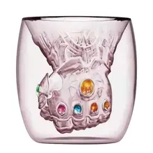 Танос кулак с двойными стенками стекло ручной работы Молоко Кофе Кружка чай виски стеклянная чашка бесконечный драгоценный камень посуда для напитков украшения