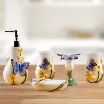 

Bathroom ceramic ware five-piece suit wash butterfly dance Xinlan laundry bathroom supplies LO726330