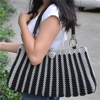 

Women's handbag shoulder DIY silver beads hand-woven princess beaded bag