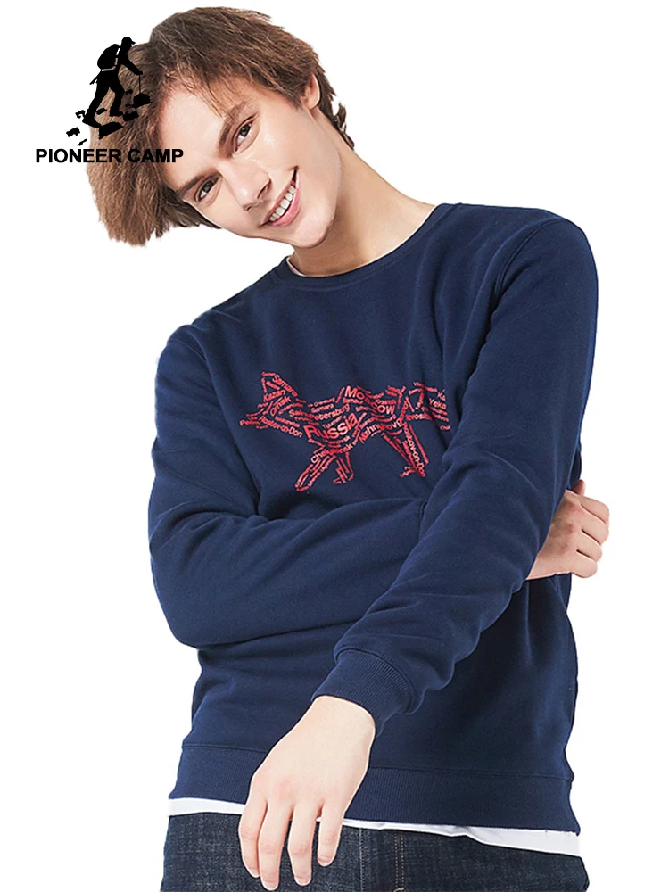 

Pioneer camp new autumn winter thick hoodies sweatshirt men brand clothing causal cotton fleece print sweatshirts male AWY801399