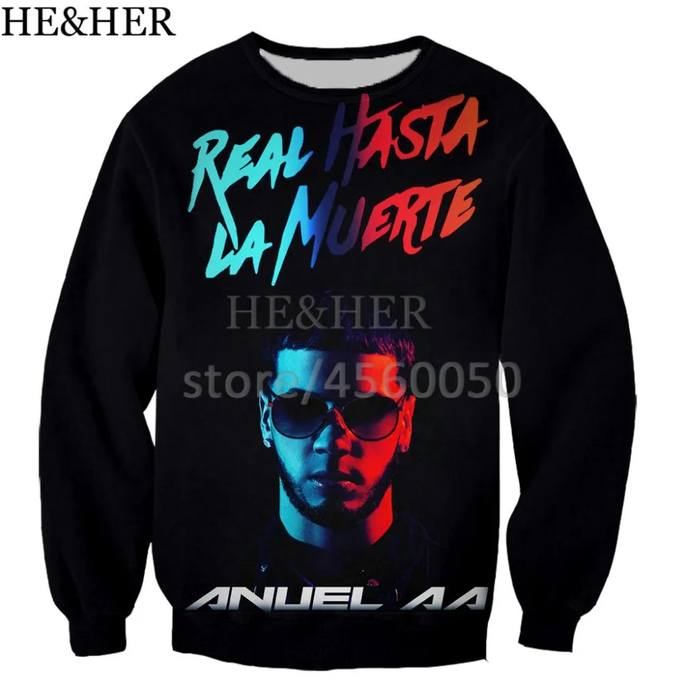 Модные мужские и женские толстовки с 3D принтом Anuel Aa унисекс в стиле хип-хоп