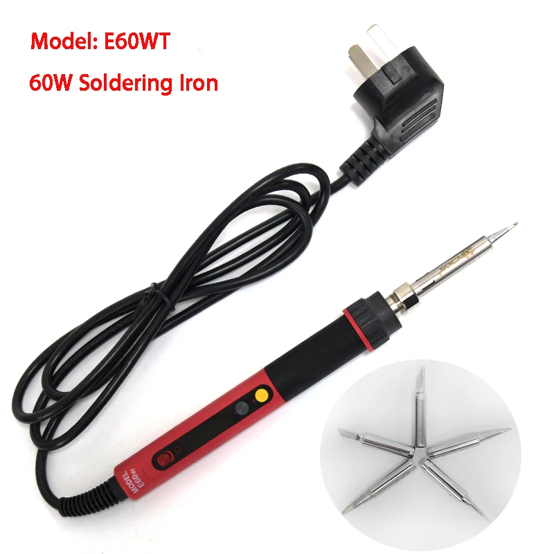 

CXG E60WT Electric Soldering Iron Digital Adjustable NC thermostat Electric Soldering Welding station with 5pcs iron Tips