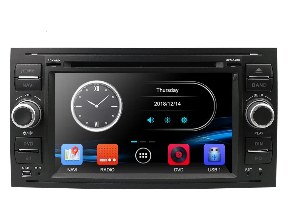 2din автомобильный DVD gps Navi плеер стерео радио аудио для Ford Focus 2 Mondeo S C Max Fiesta Galaxy подключение Автомобильный мультимедийный плеер rds - Color: black