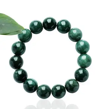 

wonderful Myanmar natural old pit jade beads oil green jadeite jade bracelet old pit Burma hand string