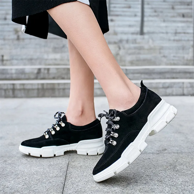 High Heels Lace Schuhe Wohnungen Sommer Up Pu Mode Neue Frauen Casual Fedonas Frühling 2019 Leder Frau Schwarzes Turnschuhe Arbeits gold XaxzwBnO8q