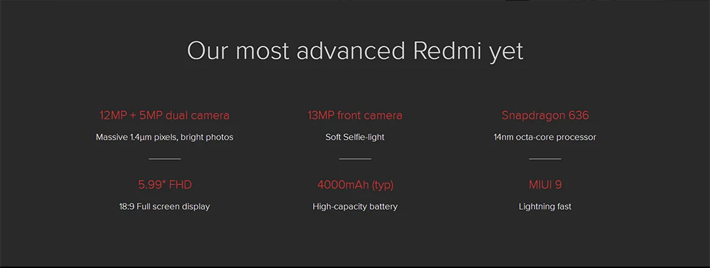 Global Version Xiaomi Redmi Note 5 AI 5.99" FHD 4GB RAM 64GB ROM Snapdragon 636 4G TD LTE Moblie Phone 13MP Face Recognition Global Version Xiaomi Redmi Note 5 AI 5.99" FHD 4GB RAM 64GB ROM Snapdragon 636 4G TD LTE Moblie Phone 13MP Face Recognition
