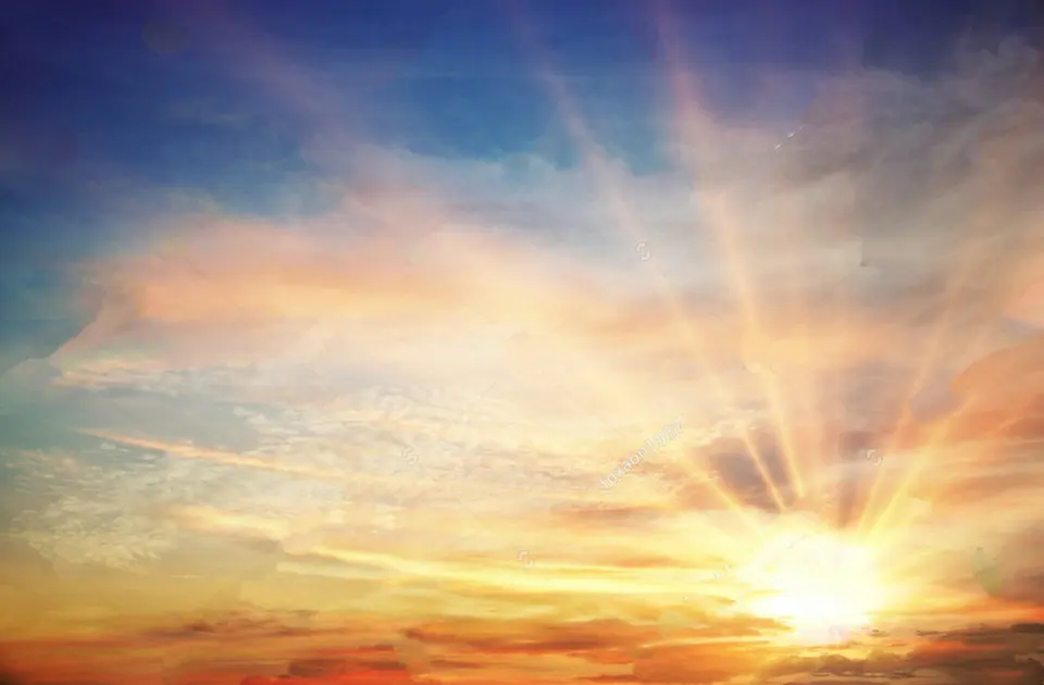 Sky Sunset Sunrise Clouds Light Rays Atmospheric Effect Background
