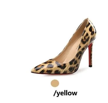Модные женские туфли-лодочки; туфли на высоком каблуке с острым носком из искусственной кожи с леопардовым принтом; женская обувь для вечеринки и свадьбы; пикантные Клубные женские туфли-гладиаторы - Цвет: Heel 6cm
