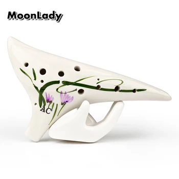 

12 Holes Alto C Ocarina White Flower Element Music Instruments Chinese High Quality Woodwind Instrument Easy to Learn