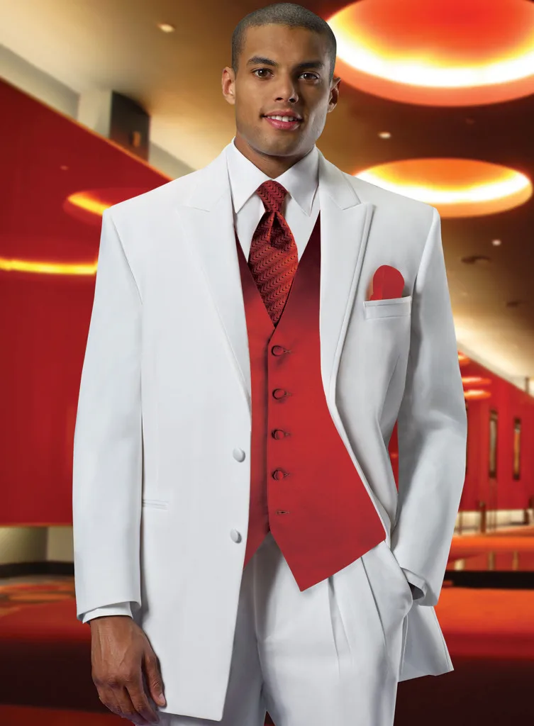 White dress red vest the groom two buttons side seam thin