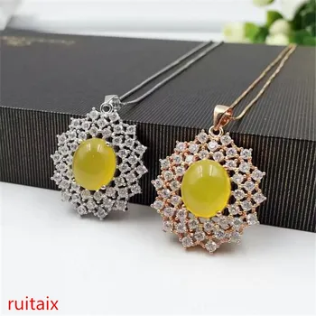 

KJJEAXCMY boutique jewels 925 Pure silver inlay natural crystal yellow medulla pendant + necklace snow drops