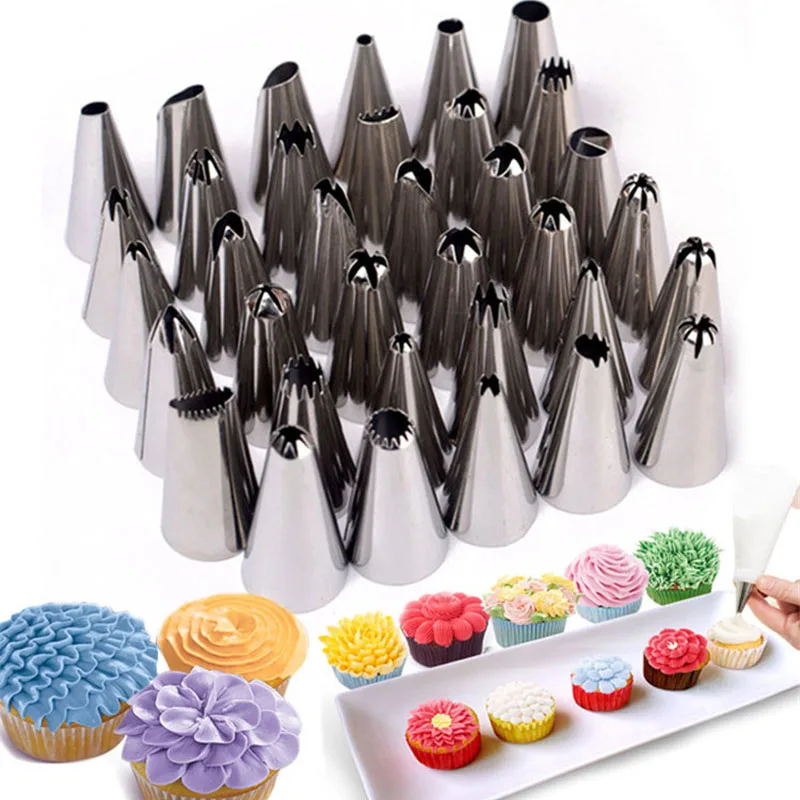 

35pcs/Sets Stainless Steel Pastry Tips Icing Piping Nozzles Cupcake Bakery Confectionery Pastry Tools Cake Decorating Tools