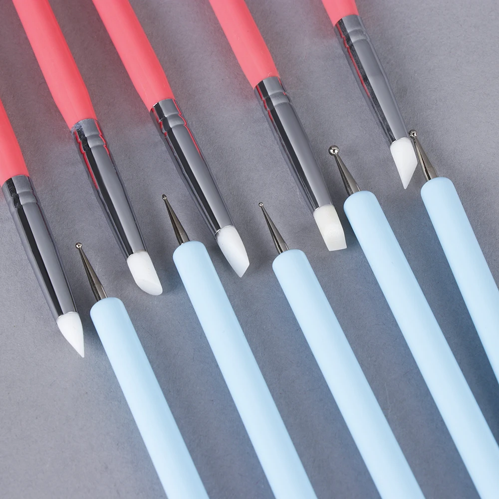 

5pcs/Set New Soft Pottery Clay Tool Silicone + Stainless steel Two Head Sculpting Polymer Modelling Shaper Art Carving Tools