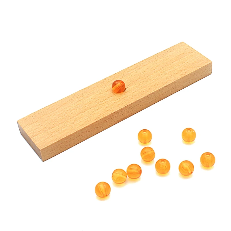 Kids Montessori Teaching Aids 10Pcs Golden Beads Units Wooden Toy Math Learning Decimal System Preschool Baby Toy for Children